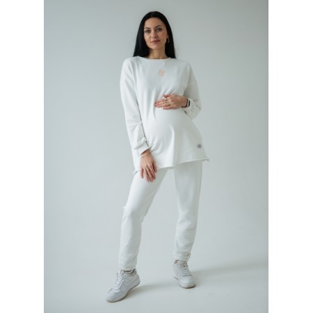 Набір туніка з секретом для годування та джогери для вагітних Молочний